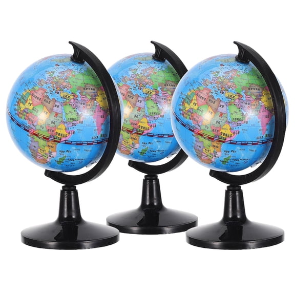 LOLIPPYY 3-Piece Multi-Color 3D Rotating Globe Set with Mandarin Labels for Office, Study, and Classroom Decor