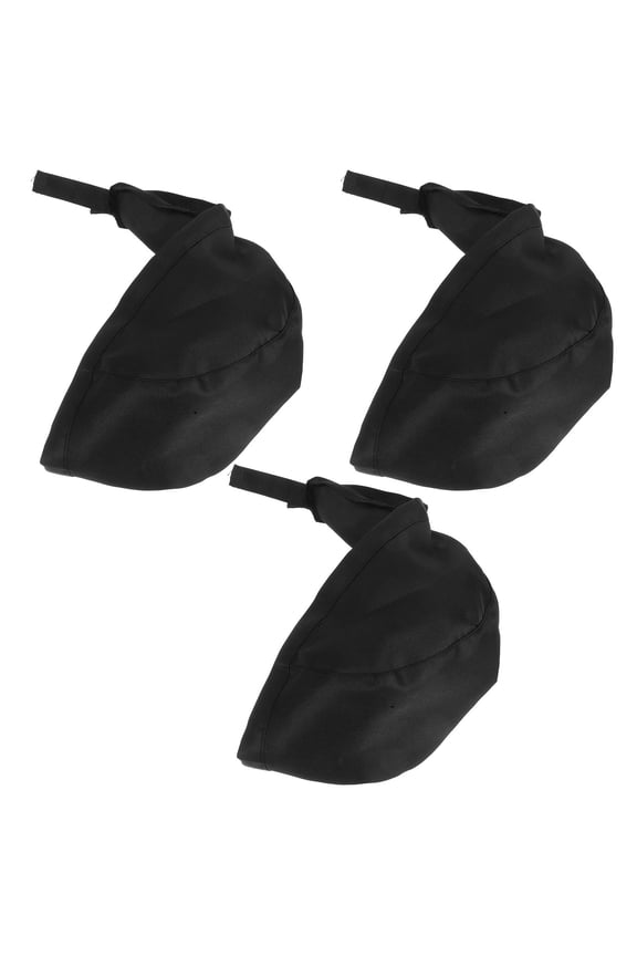 3Pcs Black Cooking Hats with Ribbon for Chef Server Catering and Kitchen Workwear