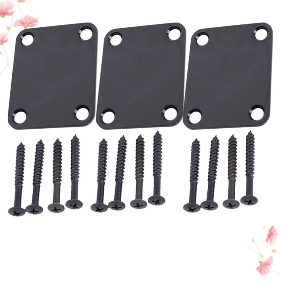 LOLIPPYY 3Pcs Black Guitar Neck Plate Metal Connecting Board with Precise Design for Bass Guitar