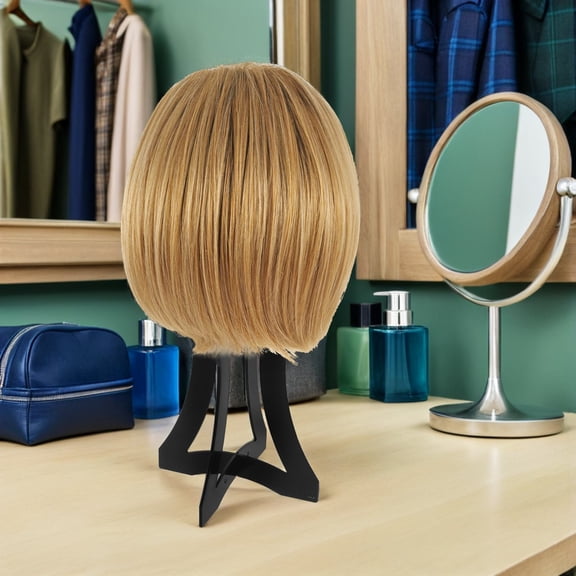 LOLIPPYY 3Pcs Black Plastic Wig Stands Portable Display Rack for Retail Shops Salons and Home Styling