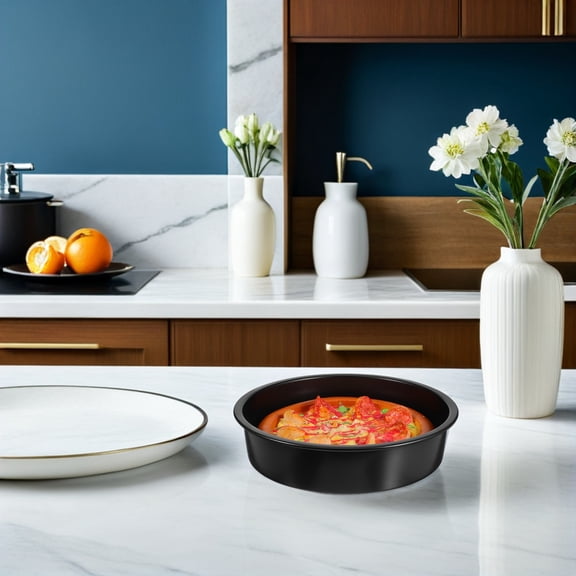 LOLIPPYY Set of 3 Black Round Nonstick Carbon Steel Baking Pans for Sponges, Pastries, and Dessert Baking