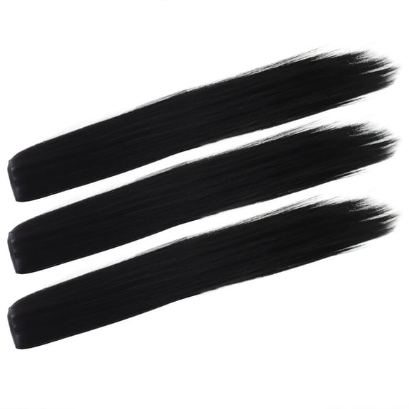 LOLIPPYY 3Pcs Black Straight Ponytail Hairpiece Perfect for High Ponytail and Face Framing