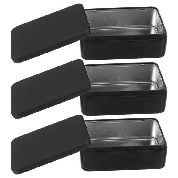 LOLIPPYY 3Pcs Black Tinplate Card Storage Box Handy Organizer for Baseball and Game Cards
