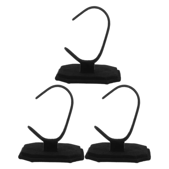 LOLIPPYY 3-Piece Black Velvet Watch Storage Stand with Flexible Design for Bracelet and Jewelry Organizer