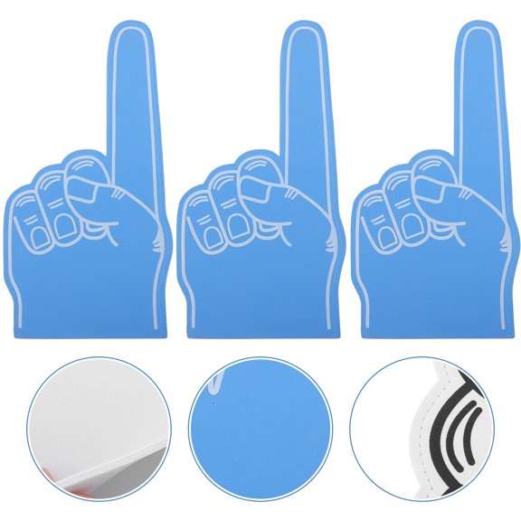 LOLIPPYY 3Pcs Blue Foams Hand Cheer Prop Soft Lightweight Sports Fan Accessory for Events