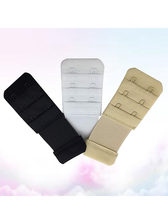 3-Pack Bra Back Extenders with 2 Hook Rows, Assorted Colors, Comfortable, Flexible, and Material