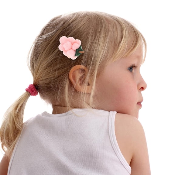 LOLIPPYY 3Pcs Cartoon Hair Clip for Diy in Pink Poached Shape Wool Felt Material Little Girl Hair Accessories