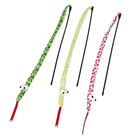 LOLIPPYY Set of 3 Cat Teaser Wands, Snake-Shaped Plush Toys with Crinkle Sound for Fun Pet Entertainment