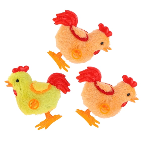 LOLIPPYY 3Pcs Chick Wind Up Toys Adorable Style Plush Jumping Action for Festivals