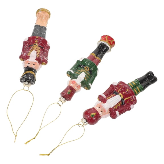 LOLIPPYY 3Pcs Christmas Tree Nutcracker Ornaments Assorted Color Plastic Hanging Decorations for Holiday Home