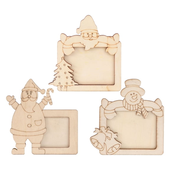 LOLIPPYY 3-Pack Holiday Wooden Photo Frames Set, Decorative Picture Holders with Smooth Edges for Christmas Home Decor
