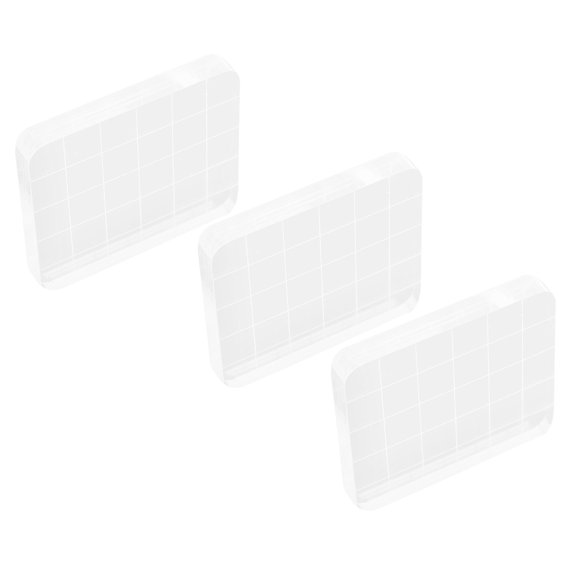 LOLIPPYY 3Pcs Clear Stamp Blocks with Grid Lines for Precise Alignment in DIY Crafting