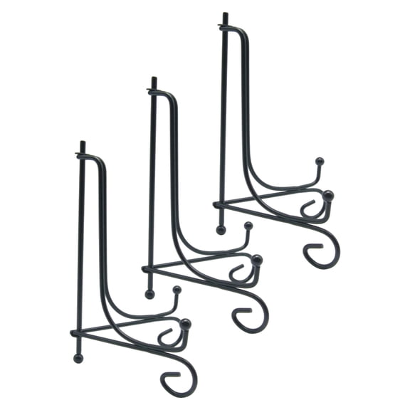 LOLIPPYY 3Pcs Compact Black Plate Easels for Displaying Plates Photos and Artwork on Tables