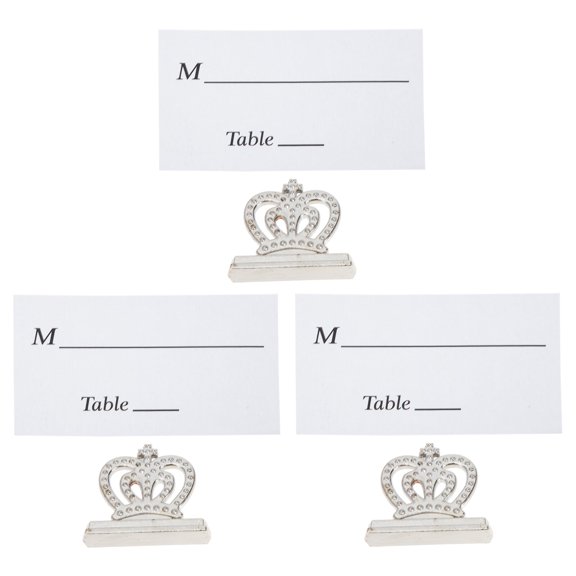 LOLIPPYY 3Pcs Crown Shape Place Card Clips Made of Alloy for Holding Photos and Notes At Home
