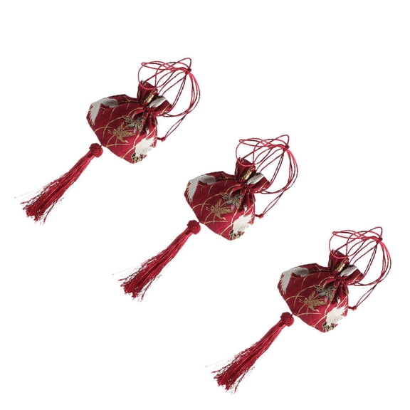 LOLIPPYY 3Pcs Delicate Empty Sachet Red Cotton Cloth Storage Women Festivals Outdoor Carry