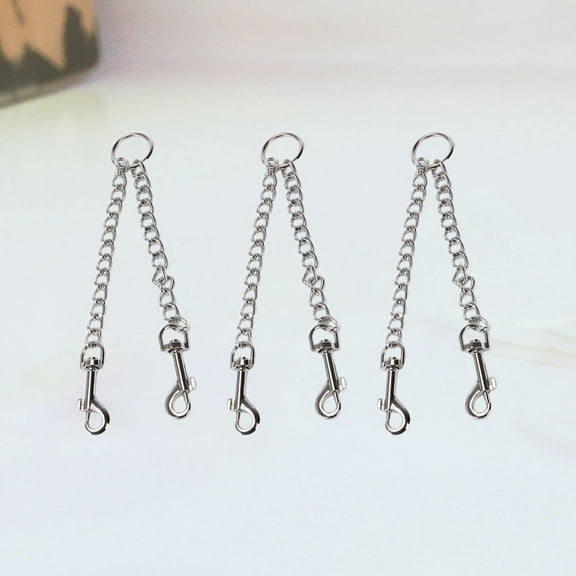 LOLIPPYY 3Pcs Dog Leash Double End Walking Lead Leash Plated Silver Iron Chain Traction Rope Durable