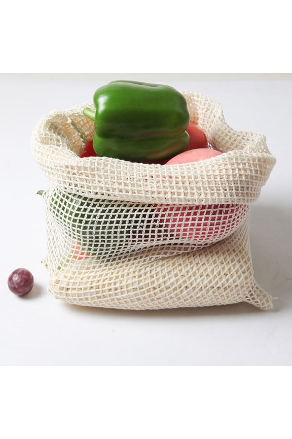 3Pcs Draw String Bag Cotton Portable for Kitchen Use 11.8*7.5*0.1in