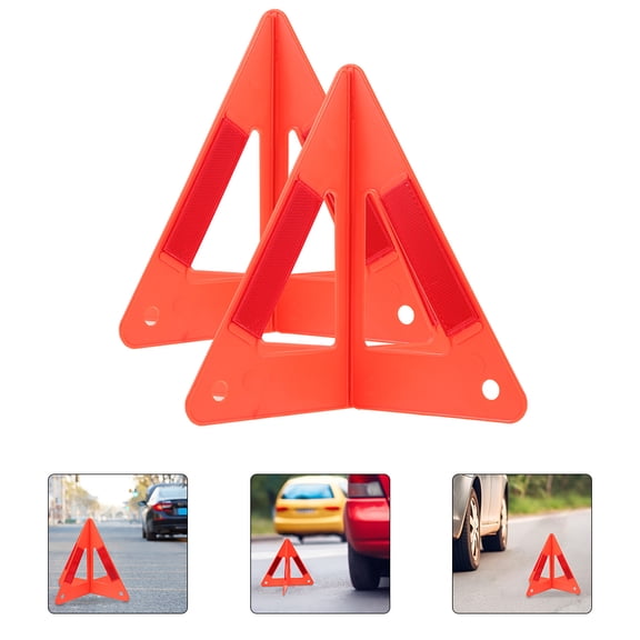 LOLIPPYY 3Pcs Emergency Reflective Triangles for Car Plastic Durable Safety Roadside Warning Signs