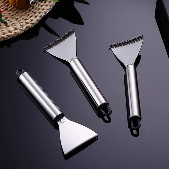 LOLIPPYY 3Pcs Stainless Steel Fish Scaler Remover with Sharp Serrated Edges