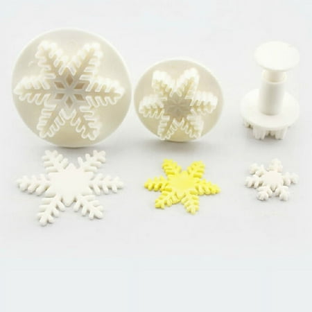 LOLIPPYY 3Pcs Fondant Icing Tools Snowflake Embosser for Cake Decorating White