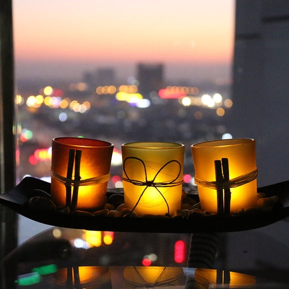 LOLIPPYY 3Pcs Glass Candlestick Set with Modern Texture for Candlelight Dinner Bar Decor