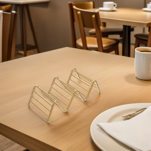 LOLIPPYY Set of 3 Golden Stainless Steel V-Shaped Taco Holders for Tacos, Mexican Pancakes, and Tortillas