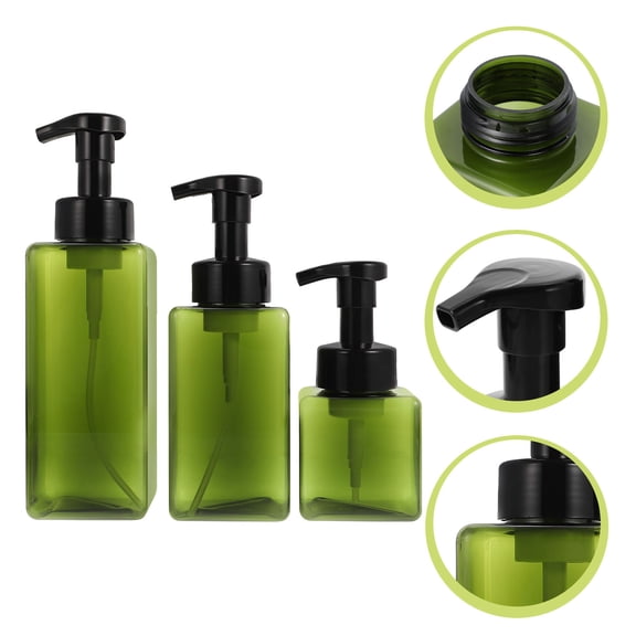 LOLIPPYY 3Pcs Green Multi Function Household Foaming Pump Bottles Portable Convenient Dispenser for Home Use