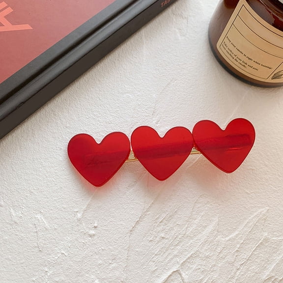 LOLIPPYY 3Pcs Heart Hair Clips Alloy Red Hair Accessory for Young Adults