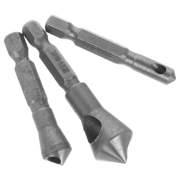 LOLIPPYY 3Pcs High Hardness Cobalt Steel Countersink Bit Set Silver for Deburring Plastic Aluminum Copper