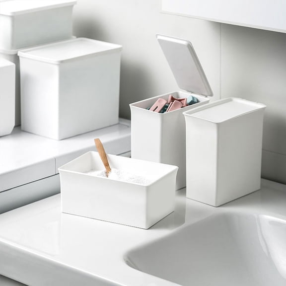 LOLIPPYY 3-Pack White Plastic Household Storage Boxes with Lids for Organizing Sundries and Small Items