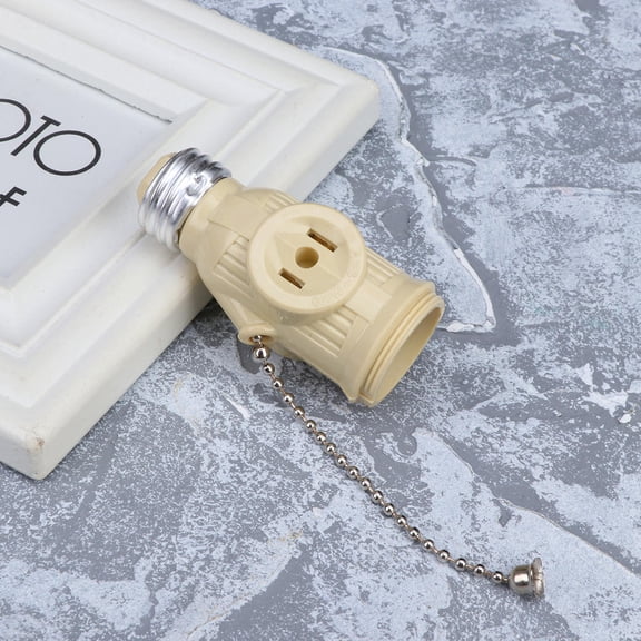 LOLIPPYY 3Pcs Indoor Lamp Bases with Pull Chain Two Outlet Socket Adapter for Workshops