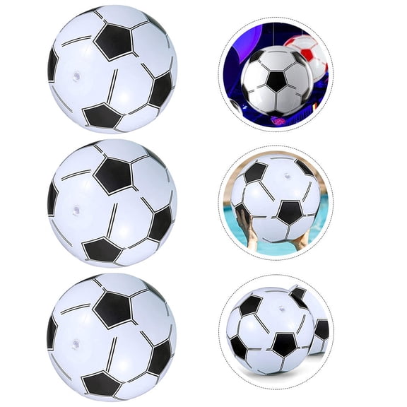 LOLIPPYY 3-Pack Inflatable Beach Footballs Lightweight Plastic for Pool, Outdoor, and Fun
