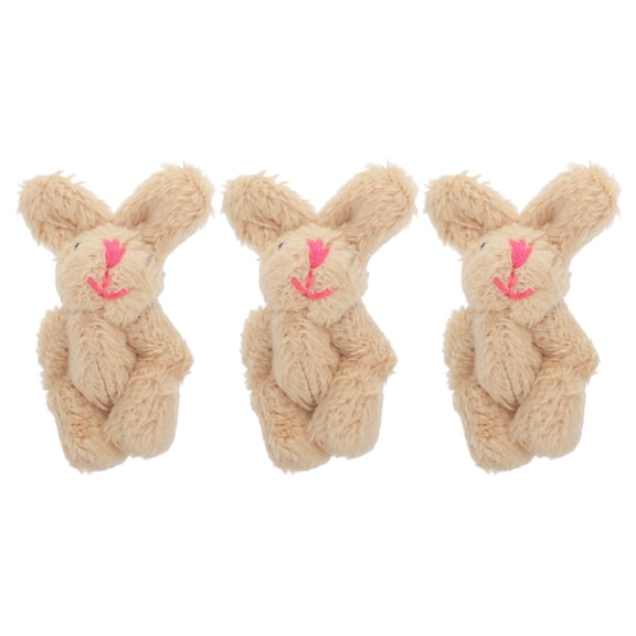 LOLIPPYY 3Pcs Lightweight Khaki Plush Rabbit Figurines for Garden Car Bonsai and Home Display