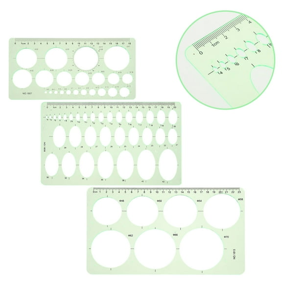 LOLIPPYY 3Pcs Lightweight Plastic Drawing Rulers Circle Protractor Templates for Drafting and Measuring