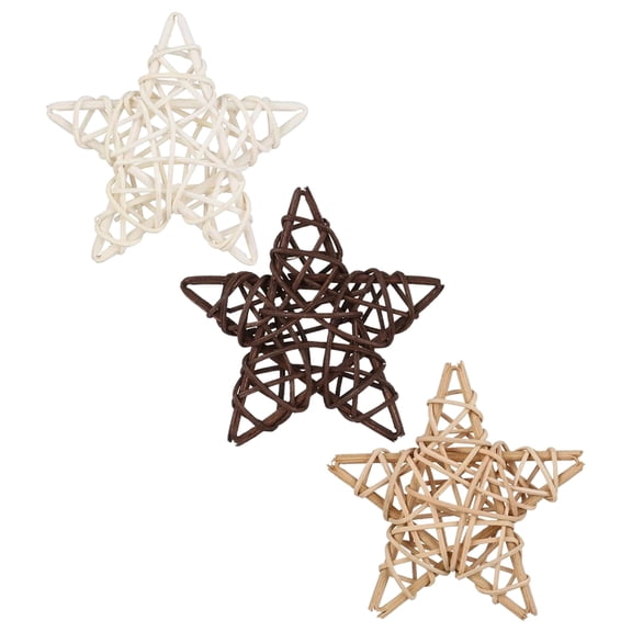 LOLIPPYY 3Pcs Lightweight Rattan Star-Shaped Decorations for Bowl Fillers and Home Table Decor