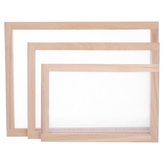LOLIPPYY 3Pcs Lightweight Wooden Paper Making Frame with Mesh Screen for Home and Studio Artistic Paper Crafts