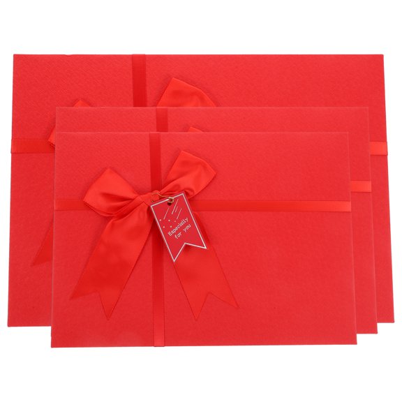 LOLIPPYY 3-Pack Red Love Boxes with Lids, Decorative Paper Packaging for Friends and Family Presents