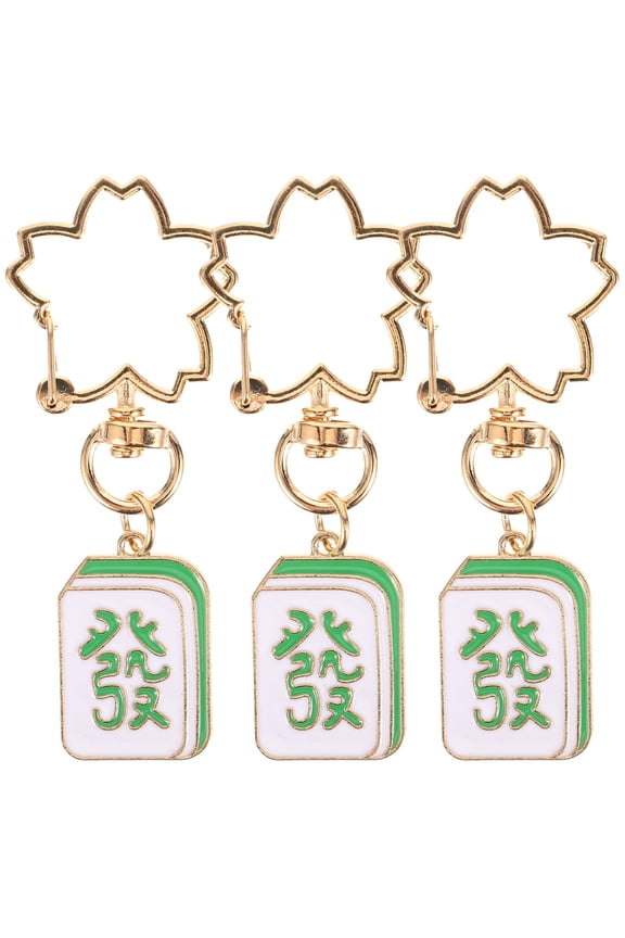 3Pcs Mahjong Key Chain Pendant Zinc Alloy Material Creative Keyring for Keys and Bags