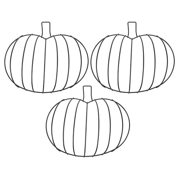 LOLIPPYY 3Pcs Metal Pumpkin Wreath Form Black Wire Frame for DIY Autumn Home Porch Decoration