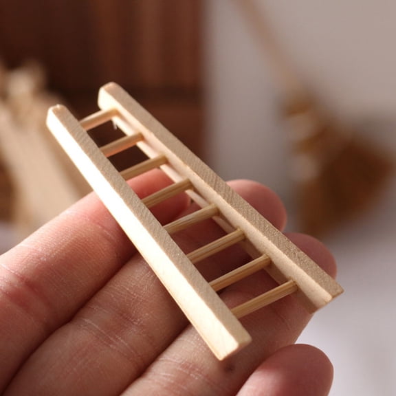 LOLIPPYY 3Pcs Miniature Dollhouse Staircase Wooden Decor for Hobbyists Projects