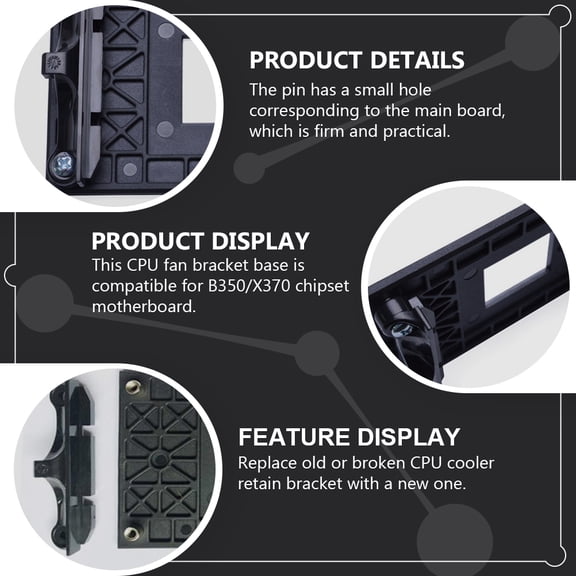 LOLIPPYY 3Pcs Motherboard Mounting Bracket Black Compatible with B350 and X370 Chipsets