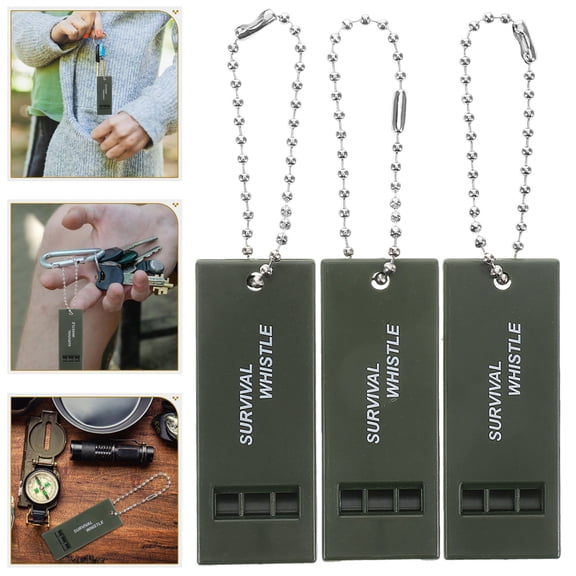 LOLIPPYY 3Pcs Multifrequency Black Lifeguard Safety Whistles Durable Emergency Survival Signal Whistles