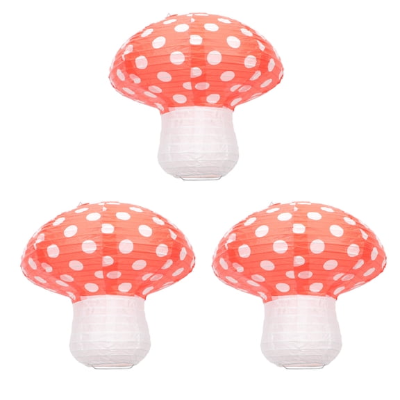 LOLIPPYY 3-Piece Mushroom Shaped 3D Hanging Lanterns for Party Scene Decoration and Layout