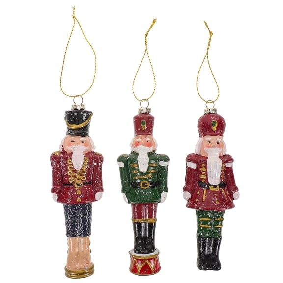 LOLIPPYY 3Pcs Nutcracker Soldier Ornaments Plastic Hanging Figures Assorted Colors for Christmas Tree Decor