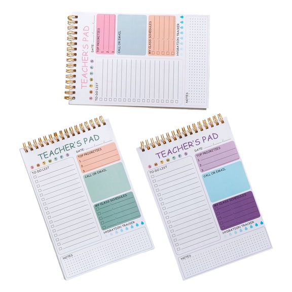 LOLIPPYY 3-Pack Spiral Bound Daily Office Planner Notebooks, Portable Task Checklist for Efficient Goal Setting and Time Management