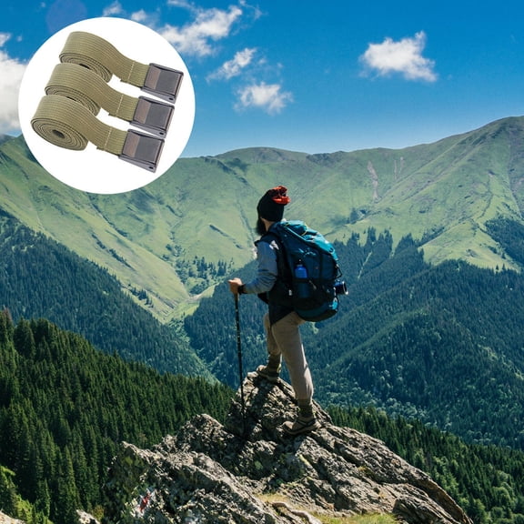 LOLIPPYY 3-Pack Olive Green Adjustable Luggage Straps with Press Buckle for Travel and Outdoor Use