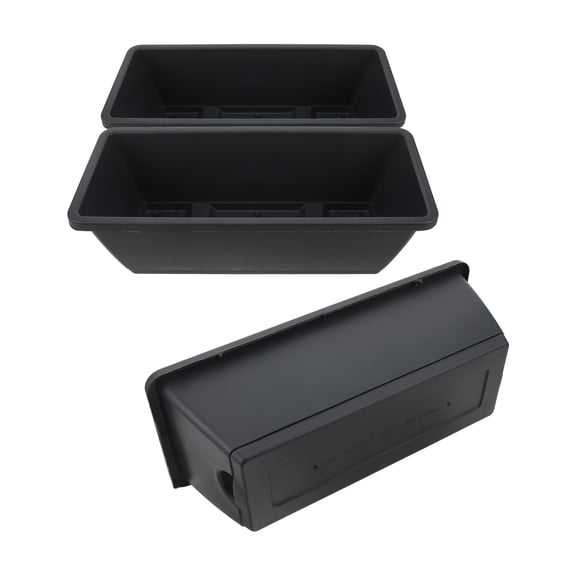 LOLIPPYY 3Pcs Outdoor Rectangular Planter Boxes Dark Grey Resin with Drainage for Home Decor