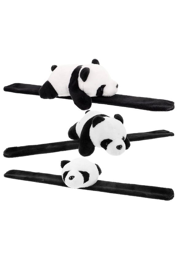 3Pcs Panda Plush Snap Bracelets Adorable Animal Slap Bands for Wrist Or Motorcycle Decoration