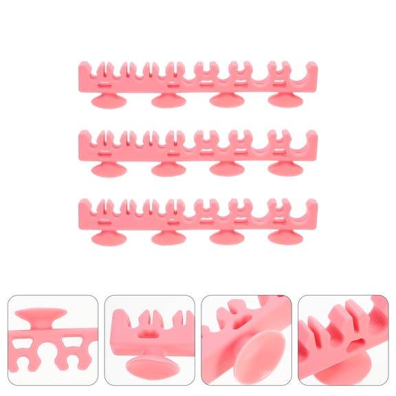 LOLIPPYY 3Pcs Pink Cosmetic Brush Organizer with Suction and Multiple Slots for Easy Storage