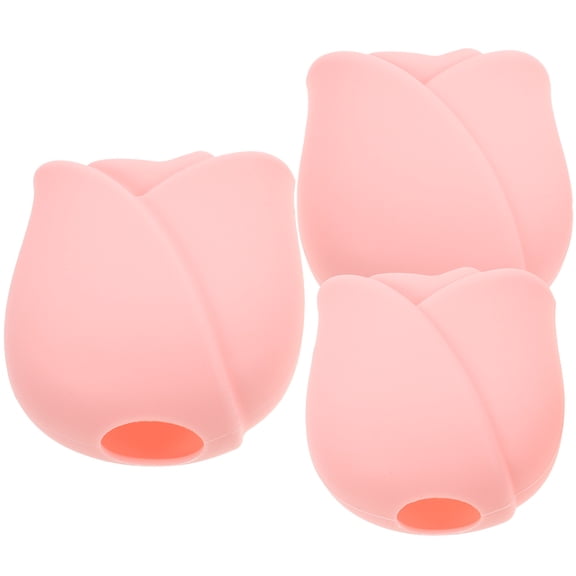 LOLIPPYY 3Pcs Pink Silicone Makeup Brush Covers Travel Protective Holders for Foundation Concealer Brushes